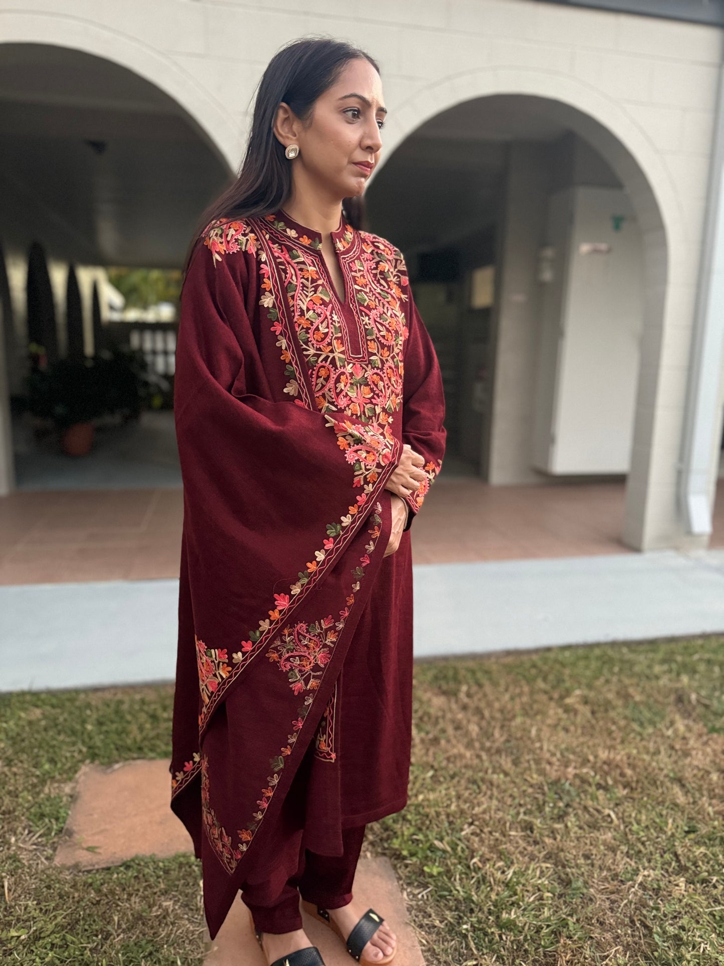 Kashmiri Embroidered Woolen Suit