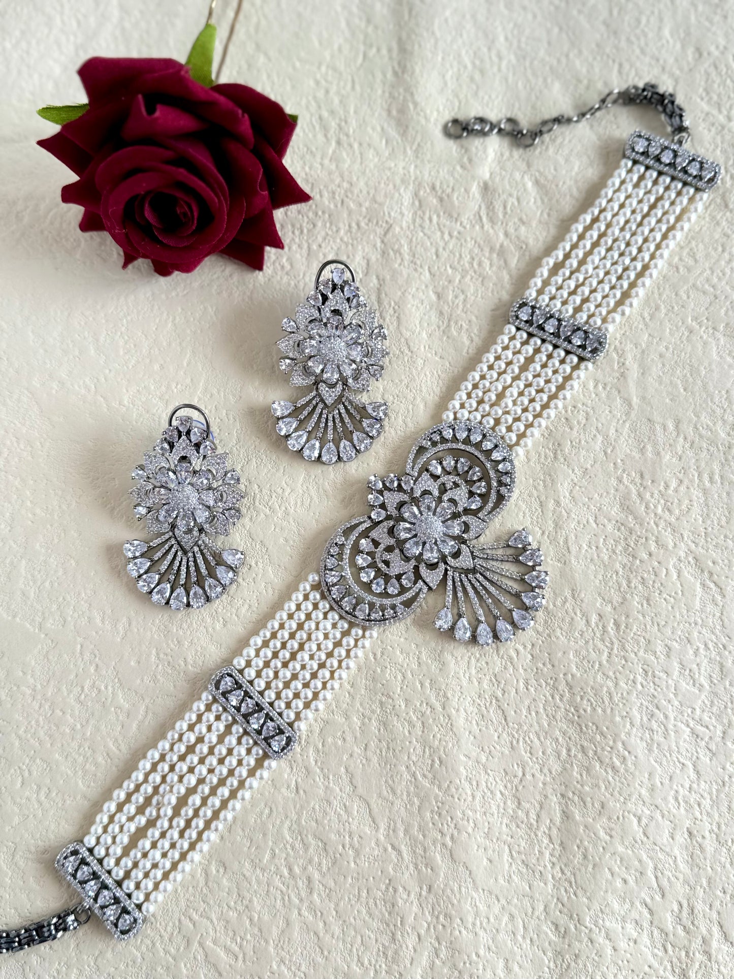 American Diamond Choker Set