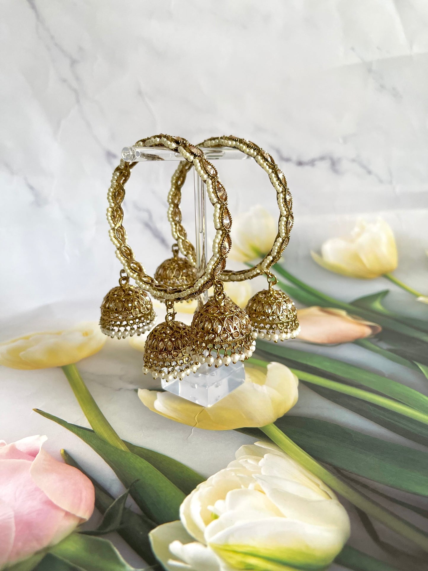 Triple Jhumki Polki Bangles