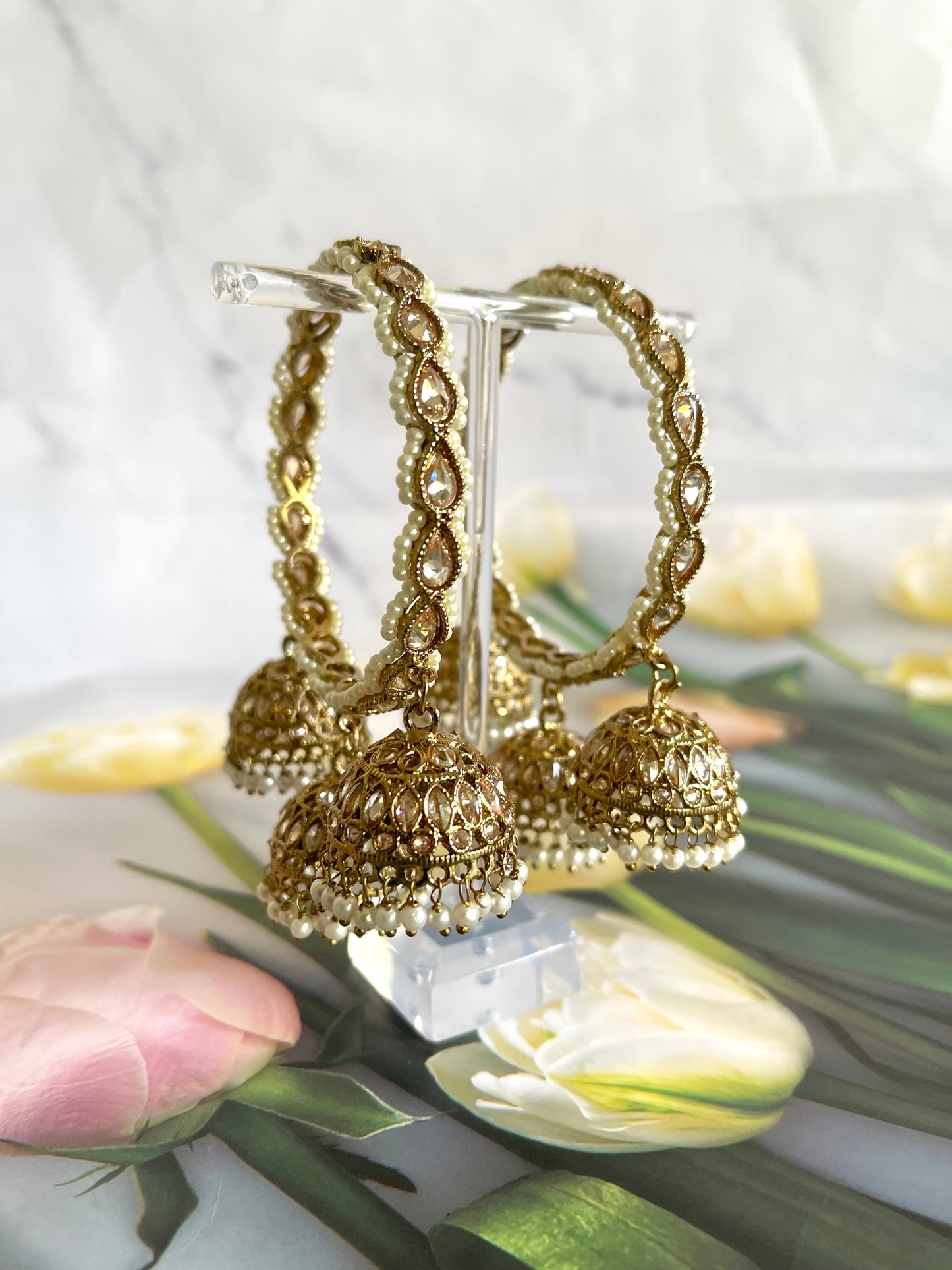 Triple Jhumki Polki Bangles