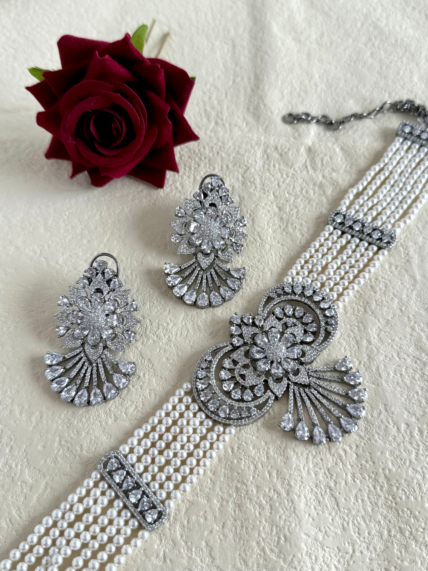 American Diamond Choker Set