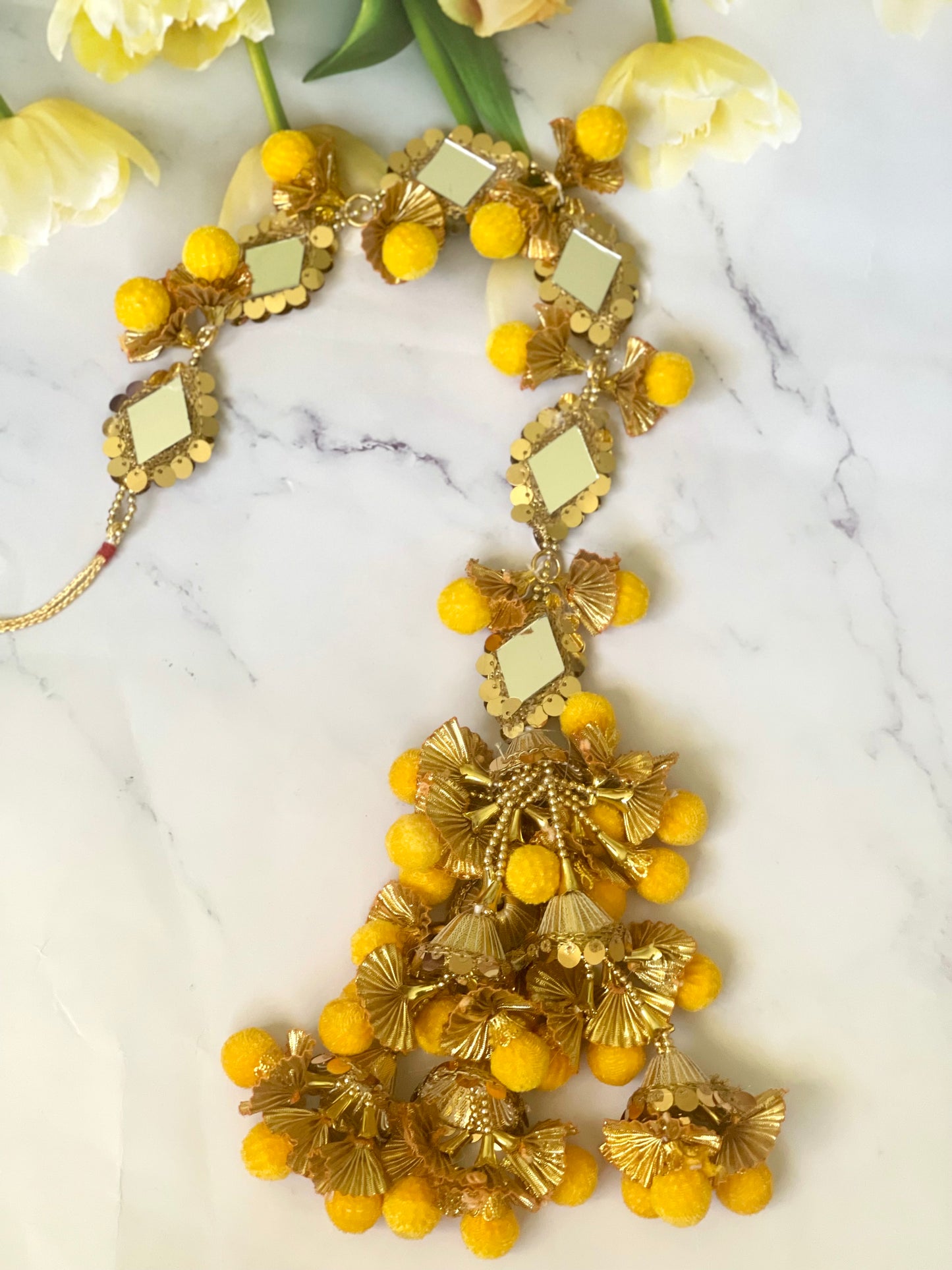 Yellow Braid Pranda w/ Real Mirrors - Mannatjewelz