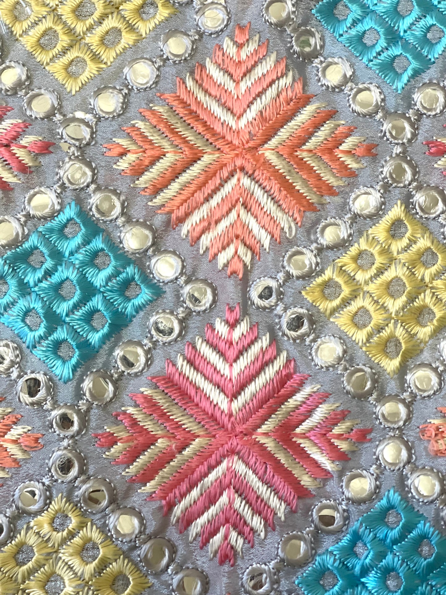 Pastel Grey Phulkari - Mannatjewels