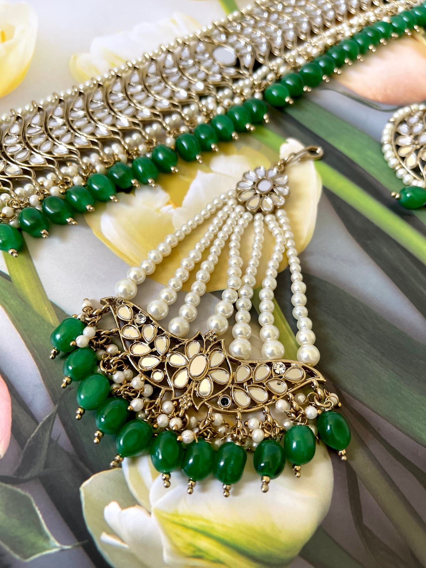 Green Jhumki Earrings - Mannatjewels