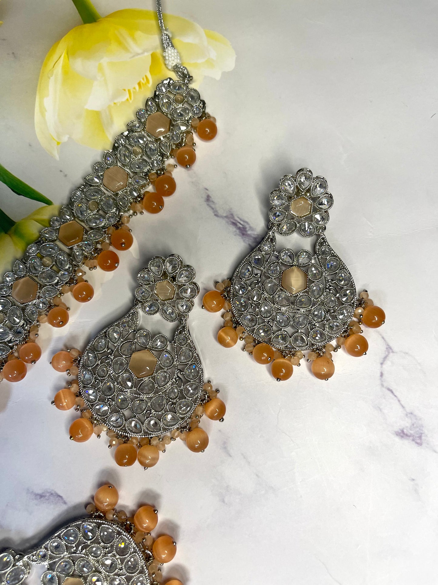 Polki Choker in Peach - Mannatjewelz