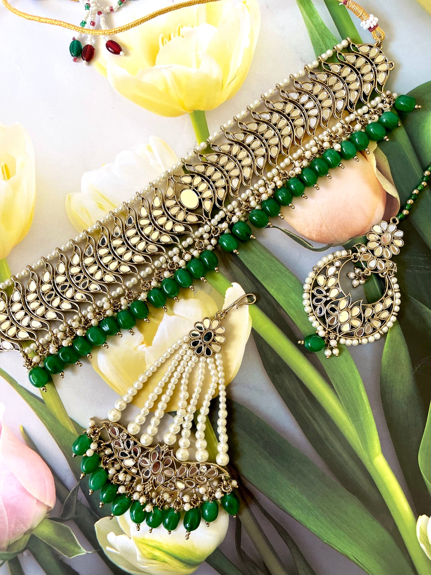 Green Jhumki Earrings - Mannatjewels