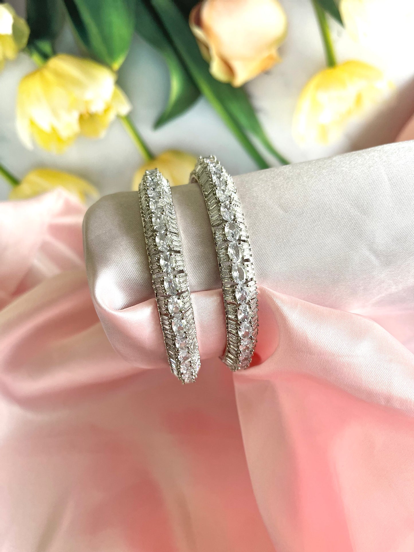 American Diamond Silver Kada Pair- MannatJewelz