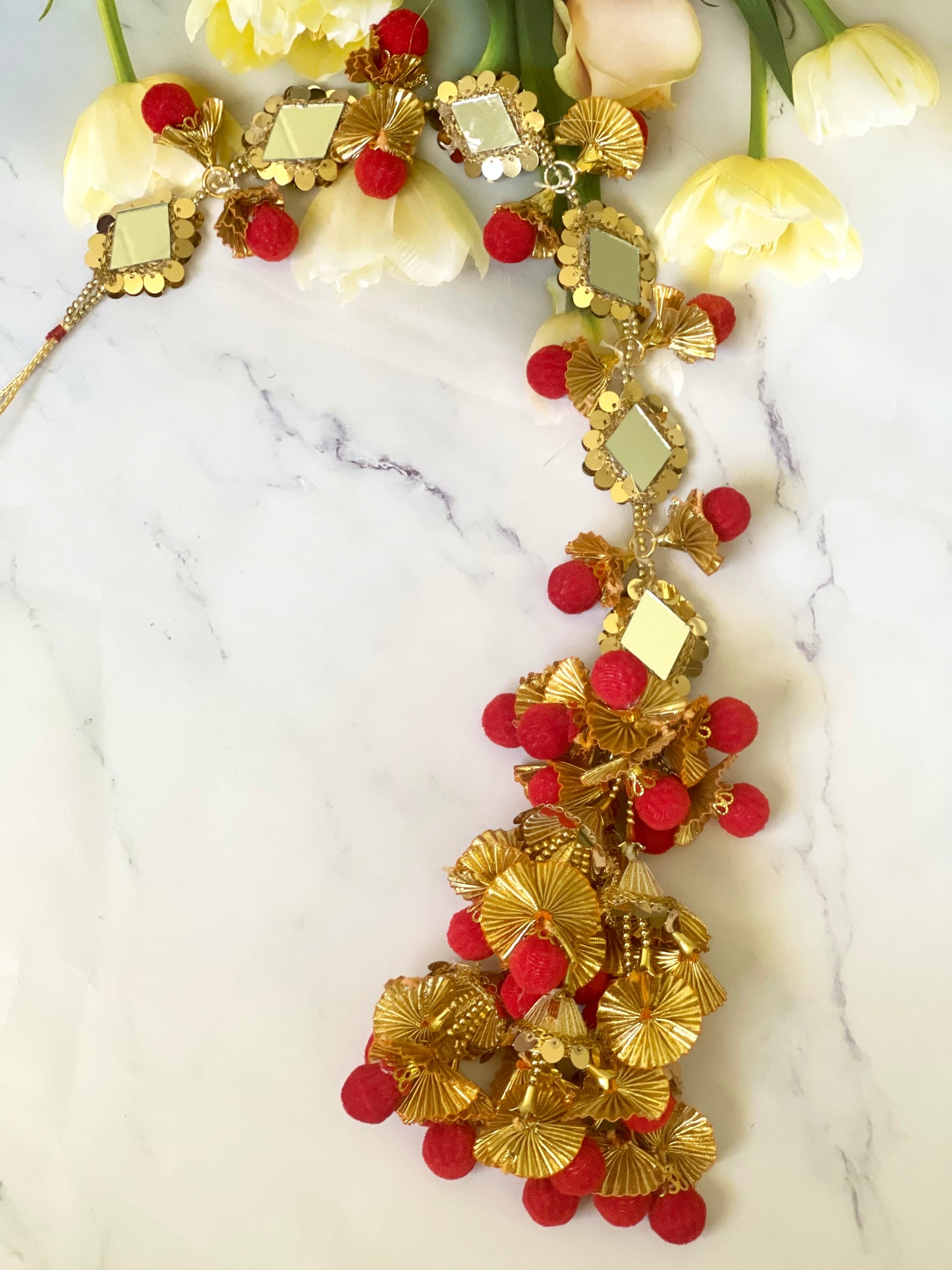 Red Braid Pranda w/ Real Mirrors - Mannatjewelz