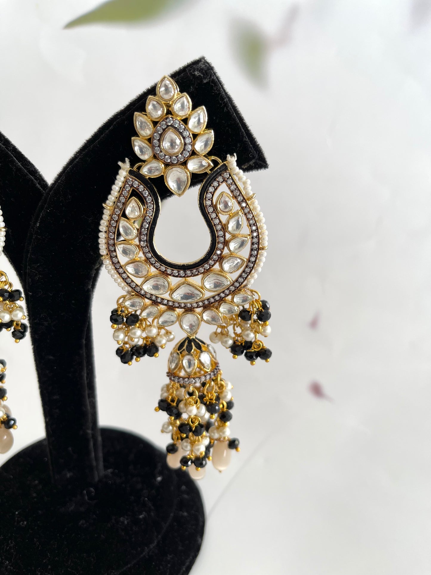 Tyaani Earrings in Black (Luxury Range) - Mannatjewelz