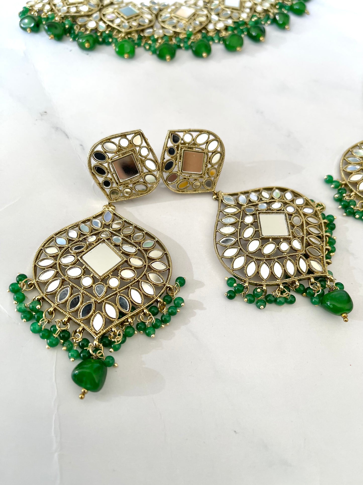 Mirror Set in Green - Mannatjewels