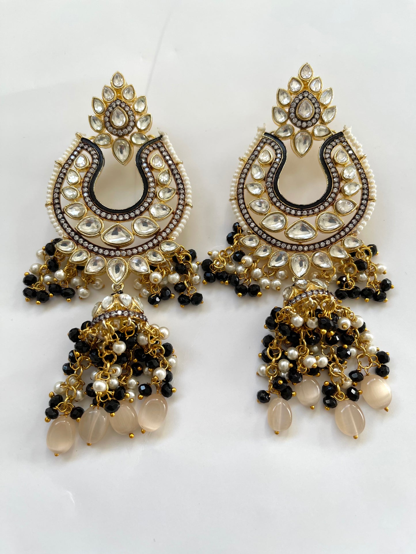 Tyaani Earrings in Black (Luxury Range) - Mannatjewelz