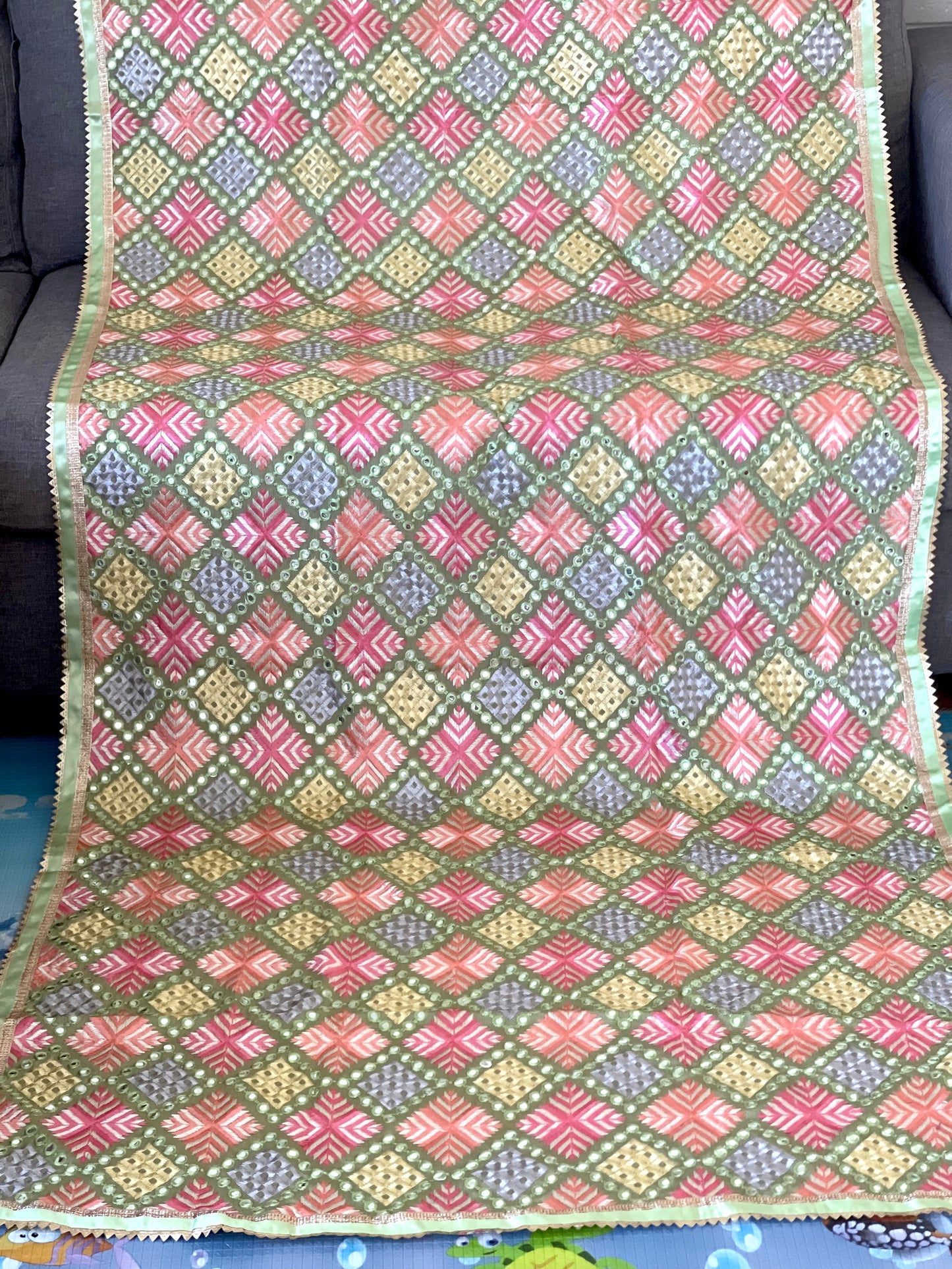 Pastel Mehndi Phulkari - Mannatjewels