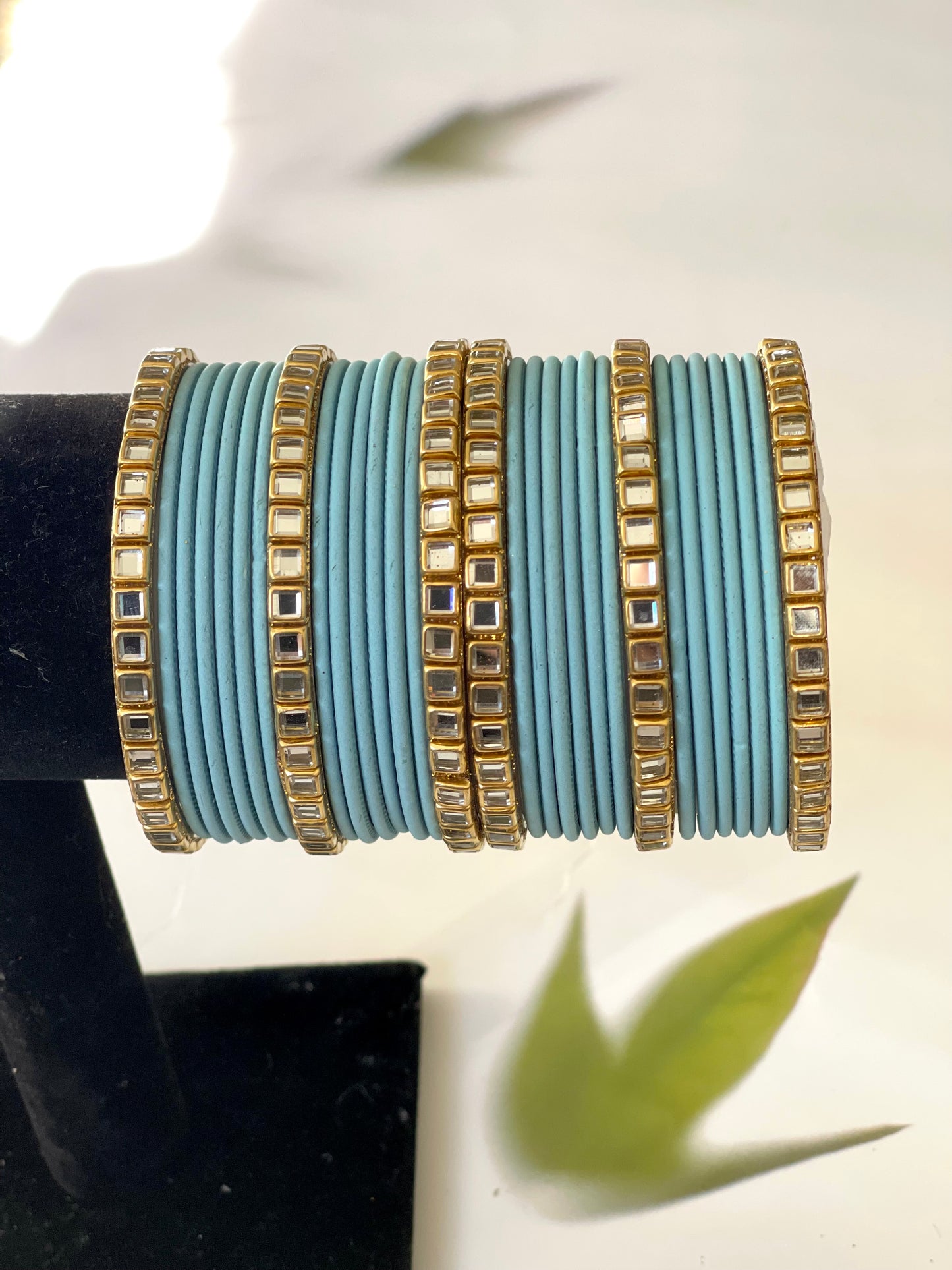 Bangle Set w/ Kundan Kadas in Size 2.6 (4 Colors) - MannatJewelz
