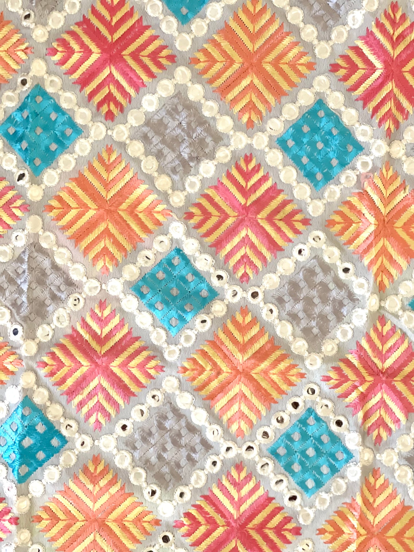Pastel Off-White Phulkari - Mannatjewels