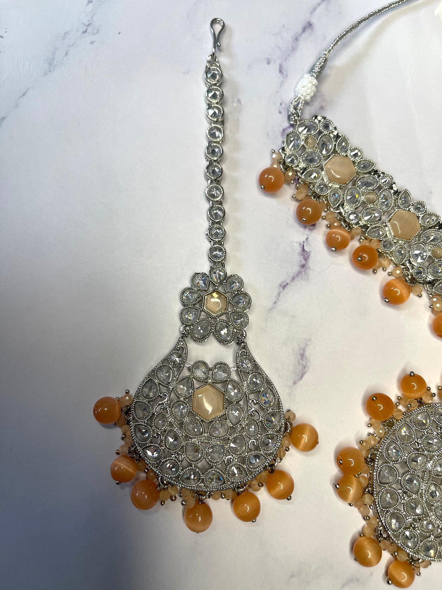 Polki Choker in Peach - Mannatjewelz