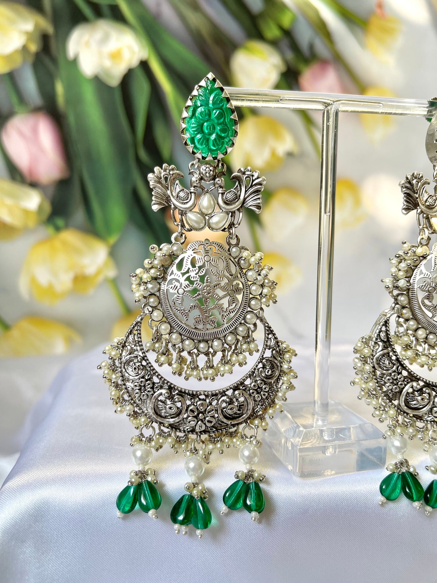 Green Amarpali Statement Earrings (Luxury Range)