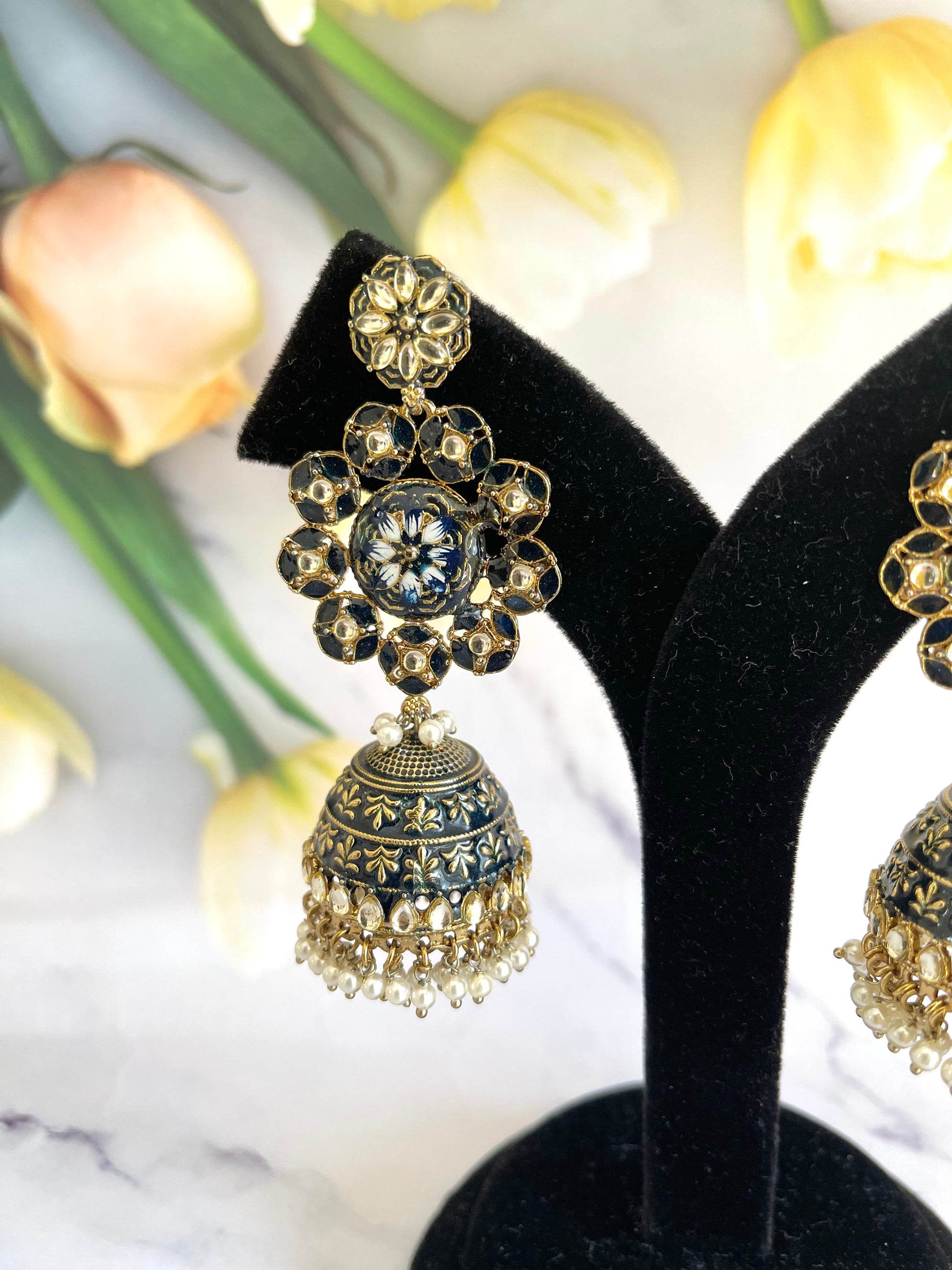 Black Jhumki Earrings 