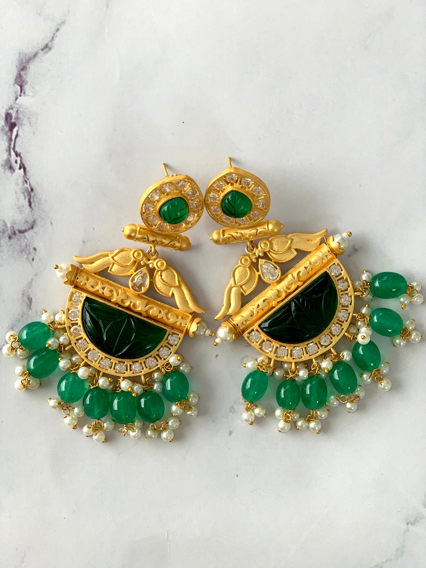 Amarpali Earrings in Green - MannatJewelz