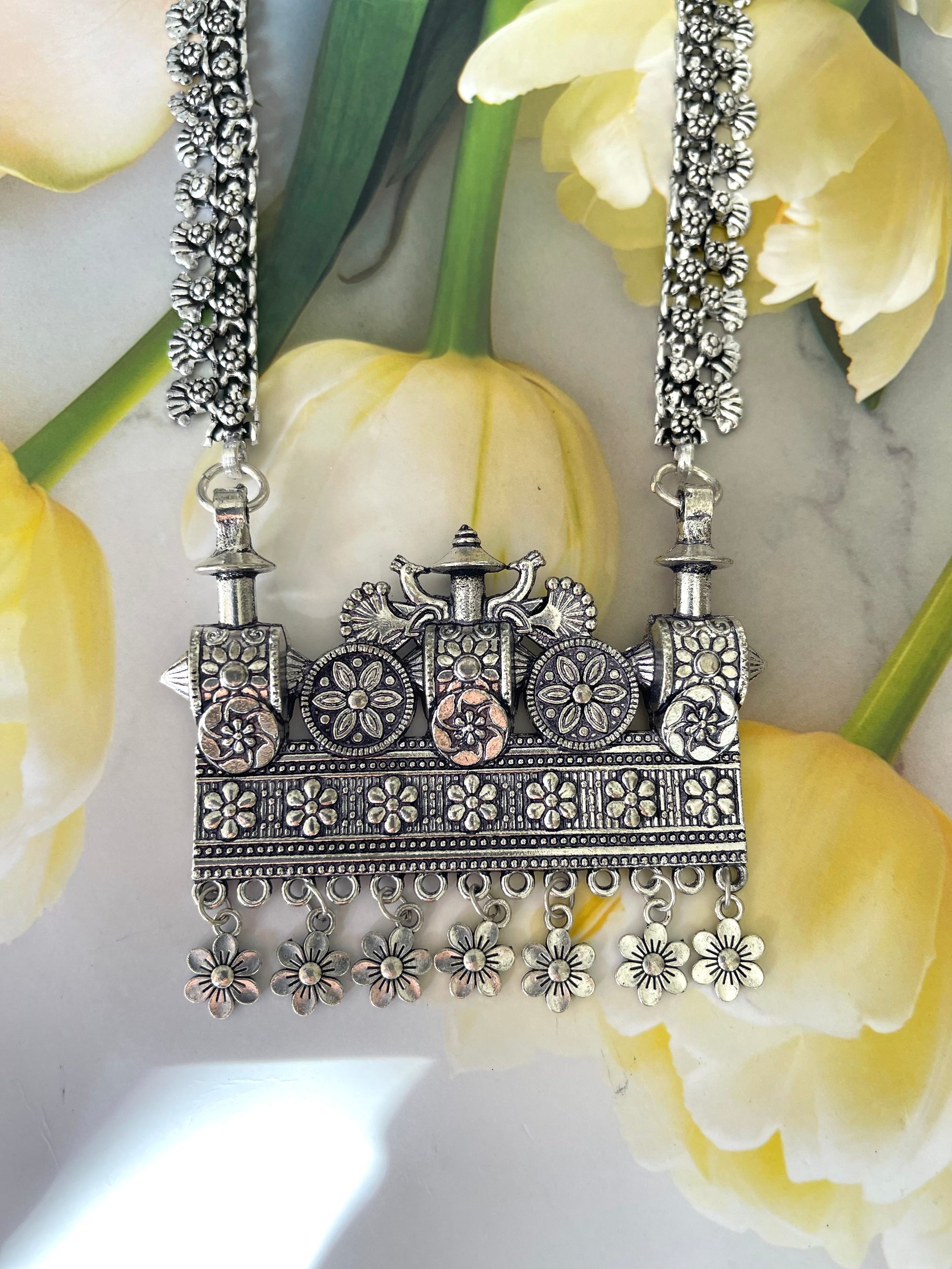 German Silver Long Necklace- Mannatjewels 