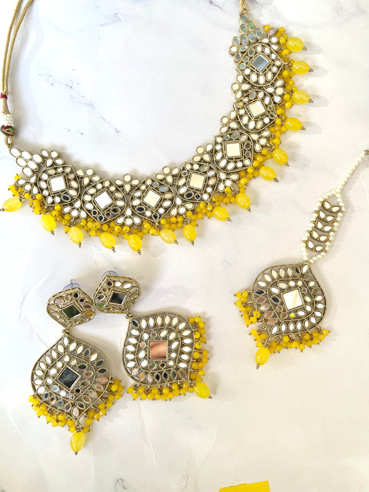 Mirror Set in Yellow - Mannatjewels 