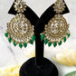 Kundan Earrings & Tikka Set in Green - Mannatjewels