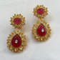 Uncut Polki Earrings in Ruby Red (Luxury Range) - Mannatjewelz
