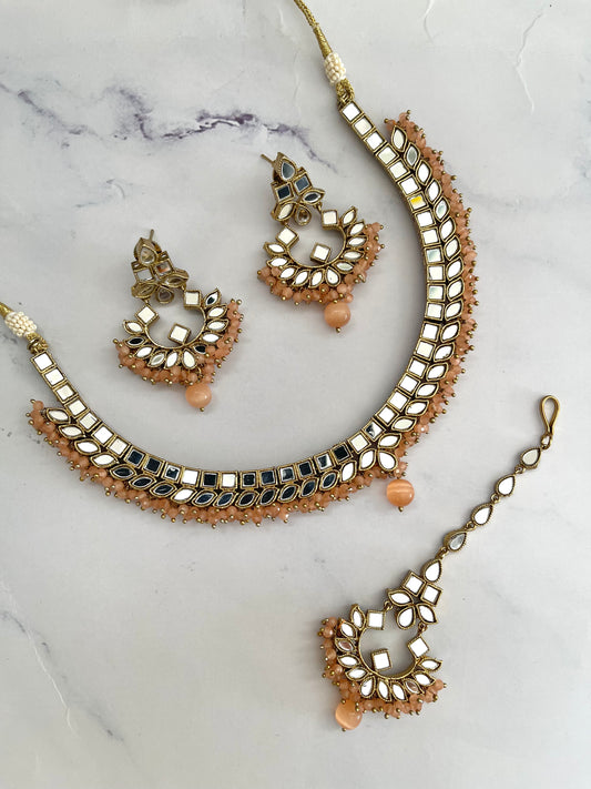 Mirror Set in Peach - Mannatjewels 