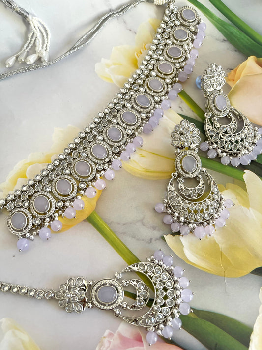 Lavender Polki Choker Set