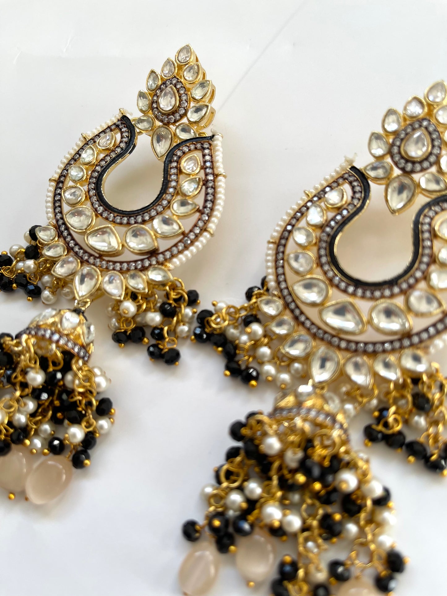 Tyaani Earrings in Black (Luxury Range) - Mannatjewelz